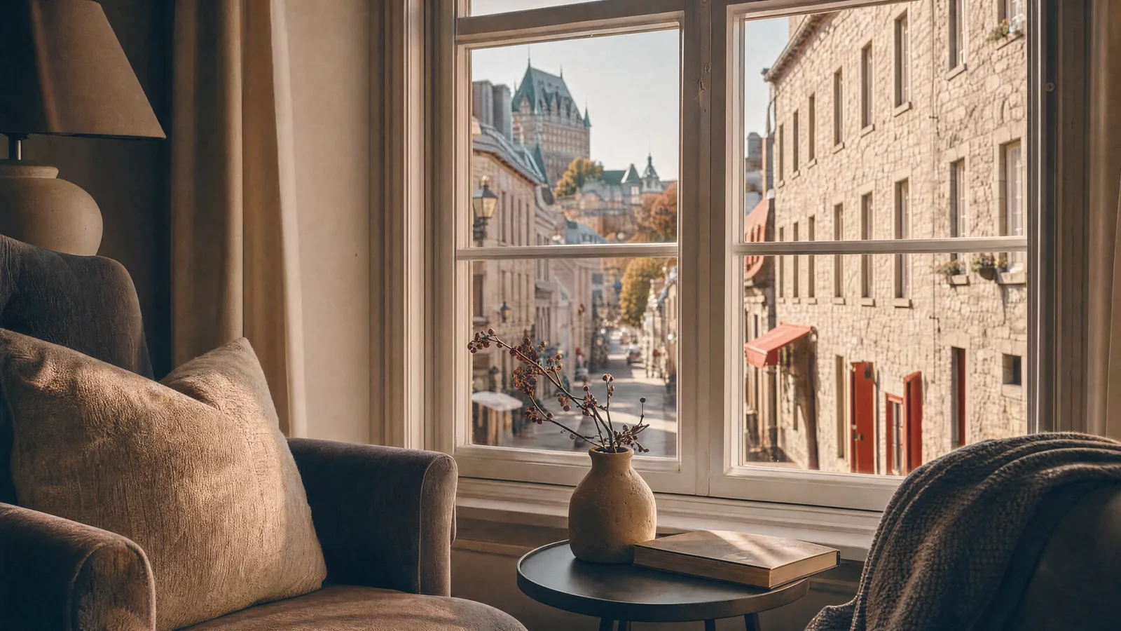Coin de travail avec vue sur le Vieux-Québec